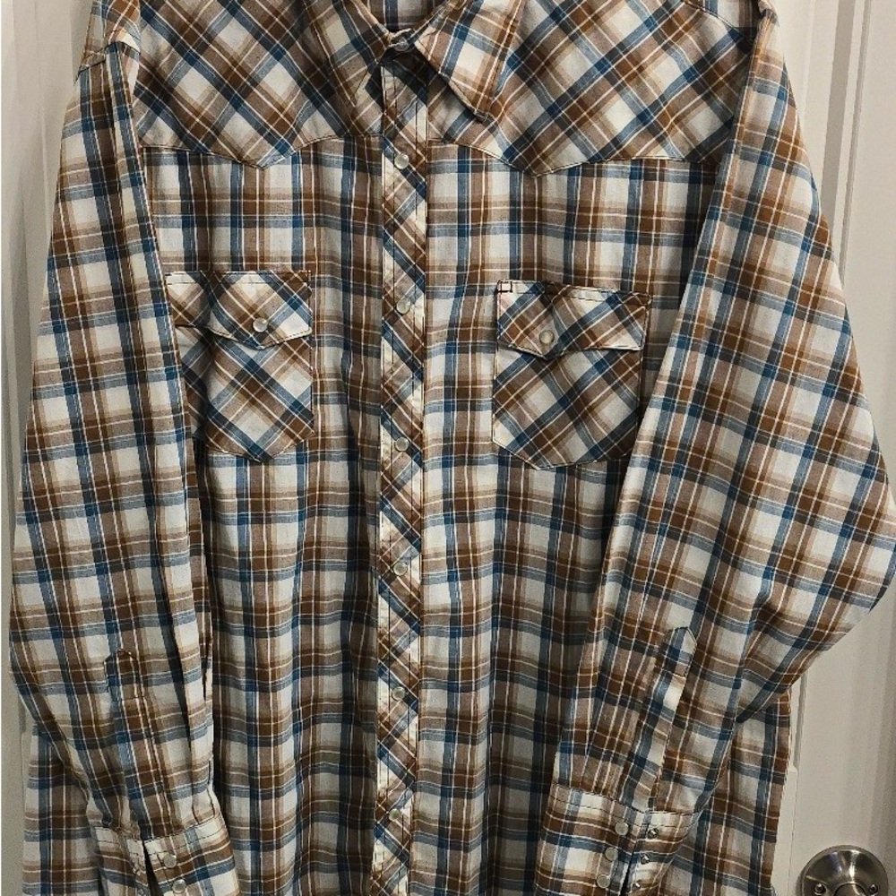 Wrangler Wrancher Men’s Pearl Snap Western Shirt – XXL
